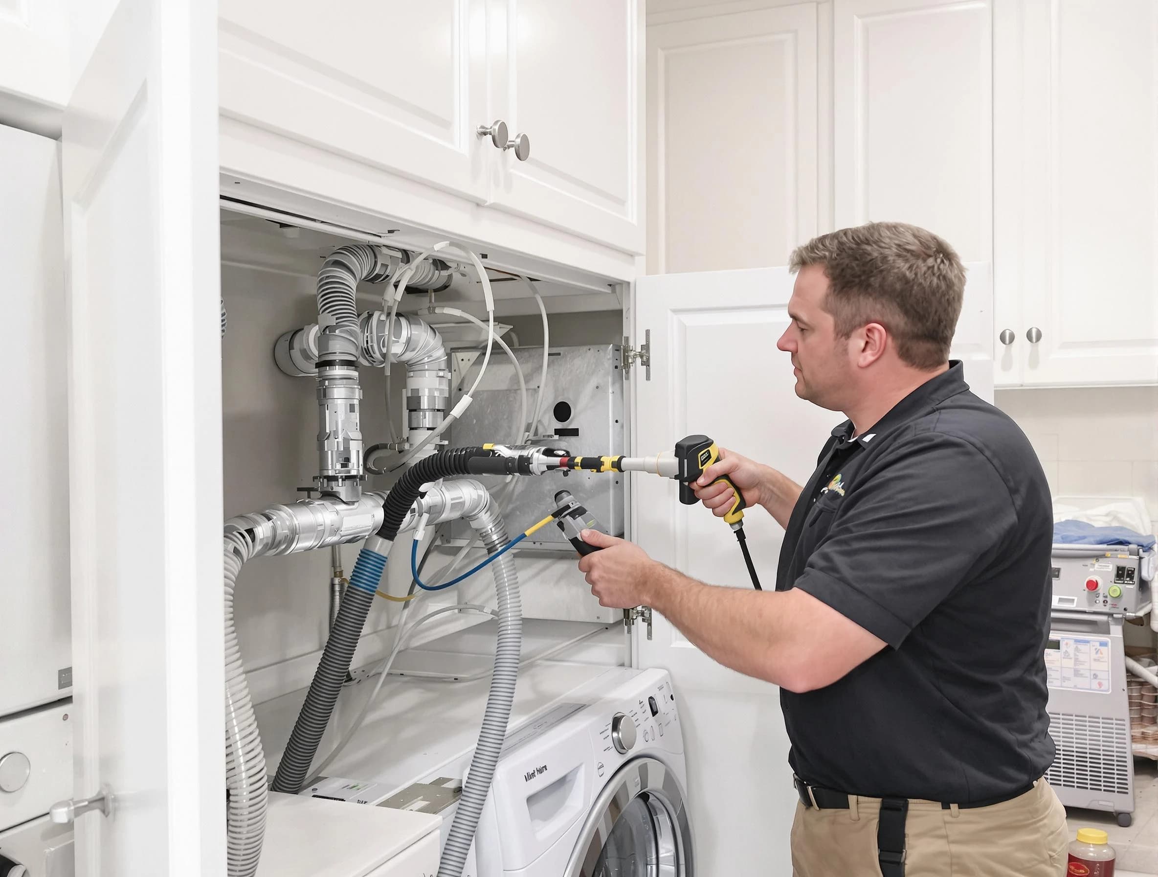 Peabody Dryer Vent Cleaning professional removing severe blockage from a clogged dryer vent in Peabody