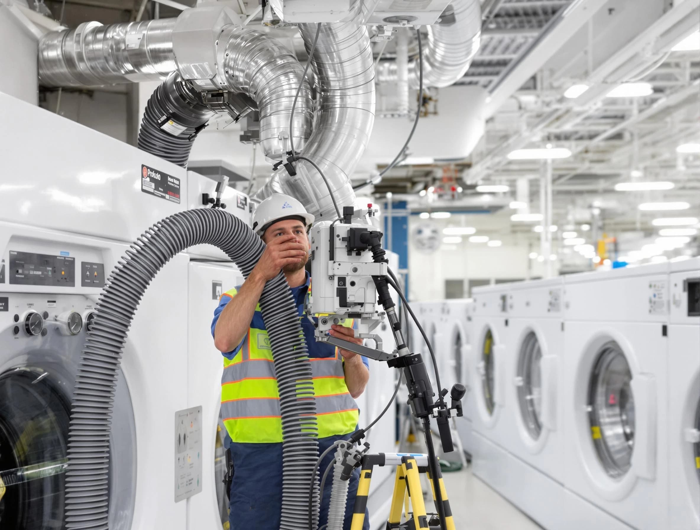 Peabody Dryer Vent Cleaning team performing commercial-grade dryer vent cleaning at a business facility in Peabody