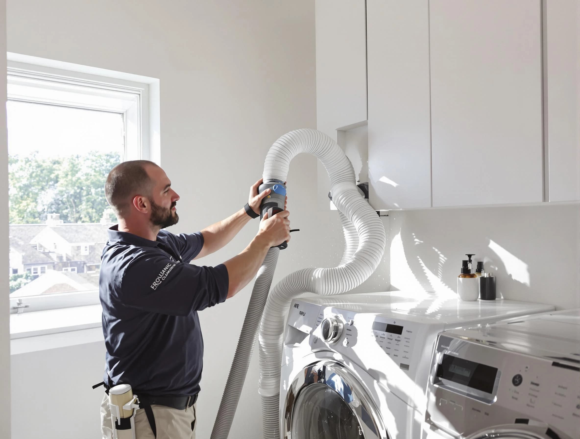 Certified Peabody Dryer Vent Cleaning technician performing dryer vent cleaning in Peabody