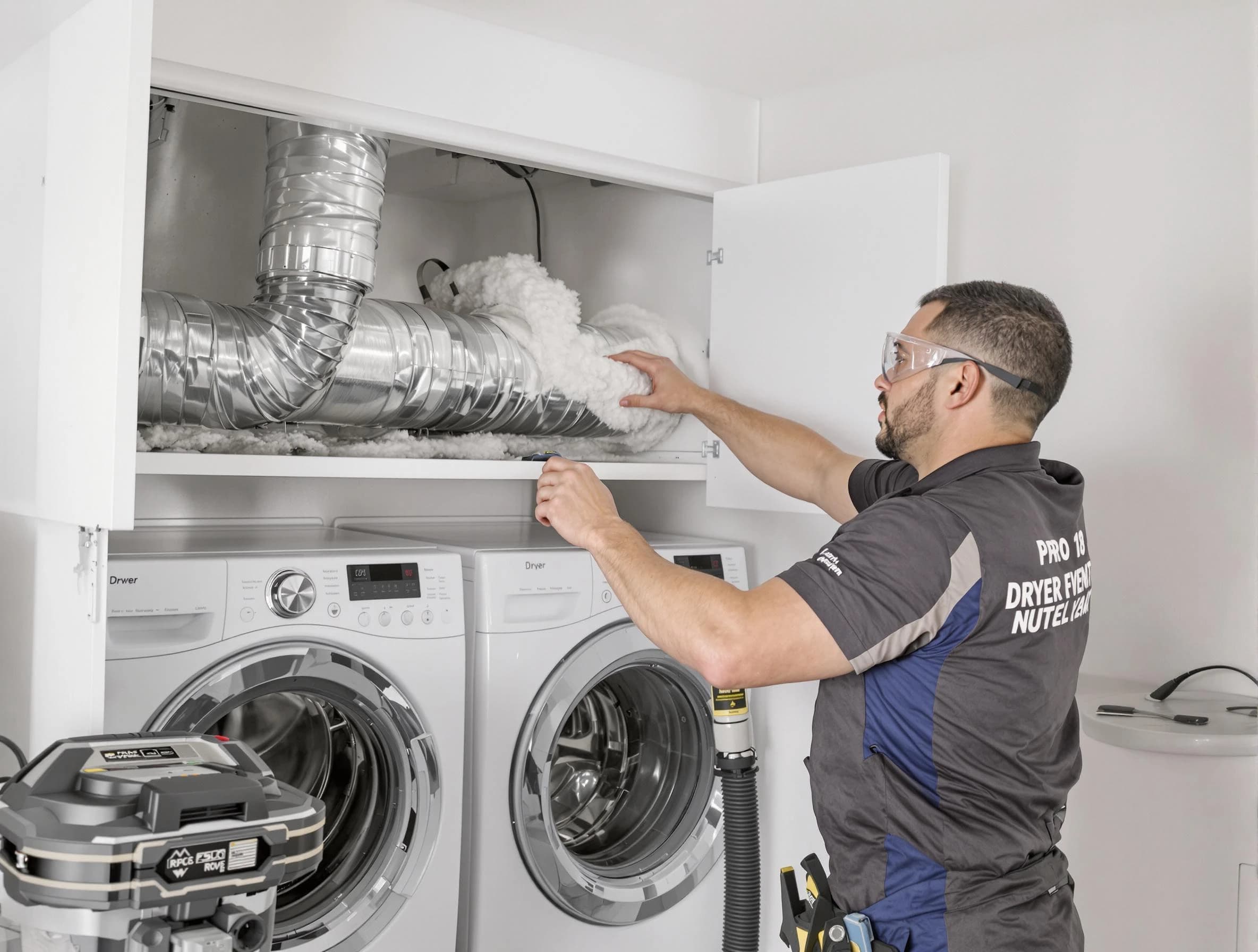 Peabody Dryer Vent Cleaning certified technician performing specialized gas dryer vent cleaning in Peabody