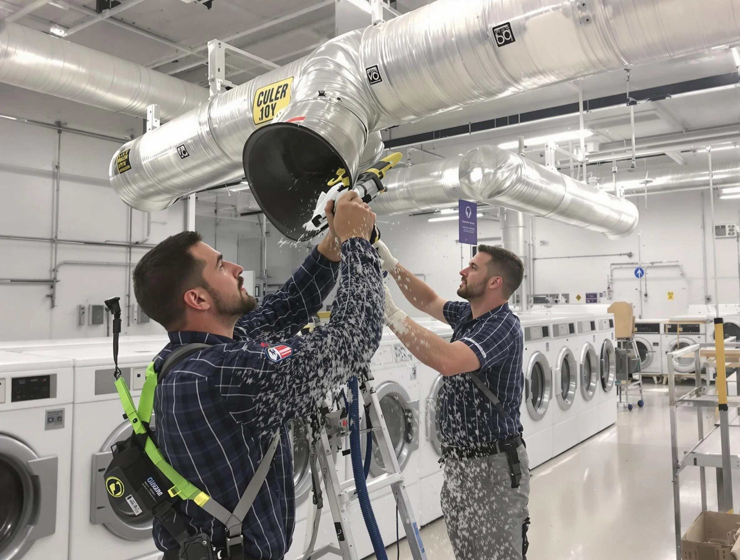 Peabody Dryer Vent Cleaning team performing large-scale commercial dryer vent cleaning in Peabody
