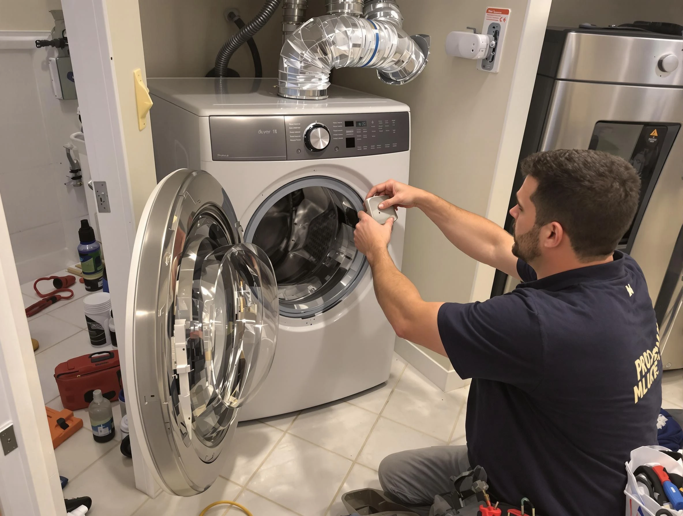 Peabody Dryer Vent Cleaning technician performing precise dryer vent hose installation in Peabody